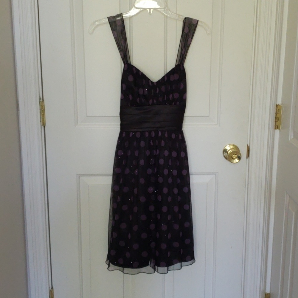 Trixxi Black with Purple Polka Dots Dress